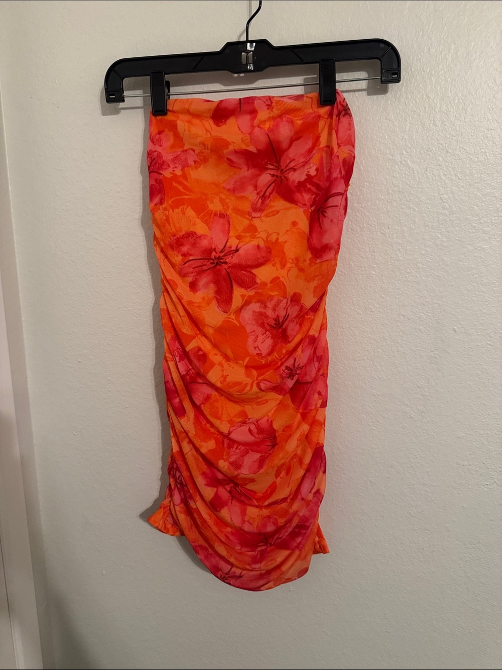 SHEIN Orange and Pink Floral Mini Dress